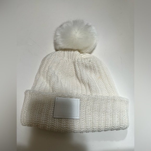 Love Your Melon 100% Cotton White Pom Beanie Adult All White with White Pom M7.